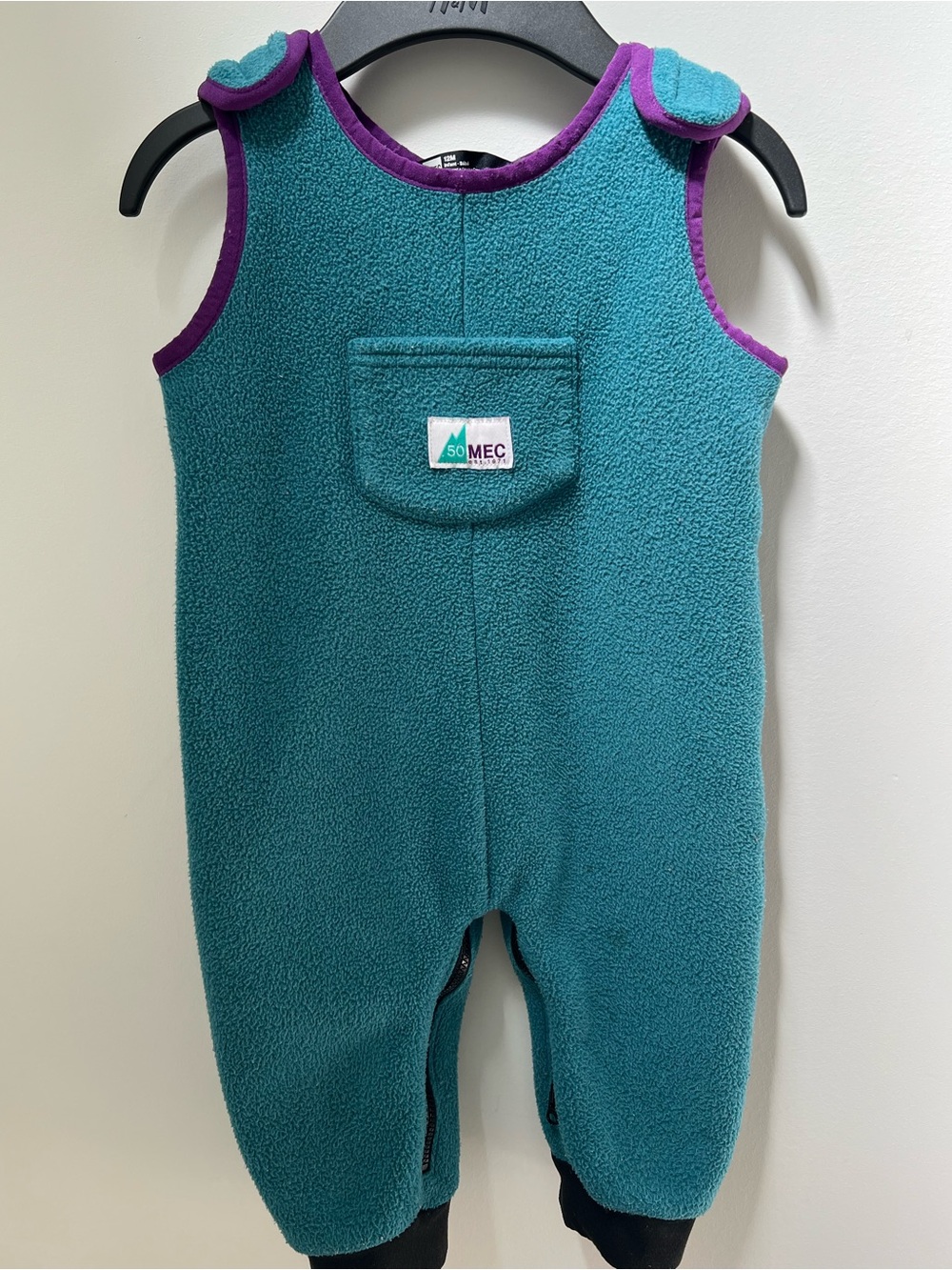 MEC Teal Fleece Romper with Purple Trim